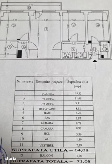 Apartament cu 3 camere semidecomandat în Tudor Vladimirescu