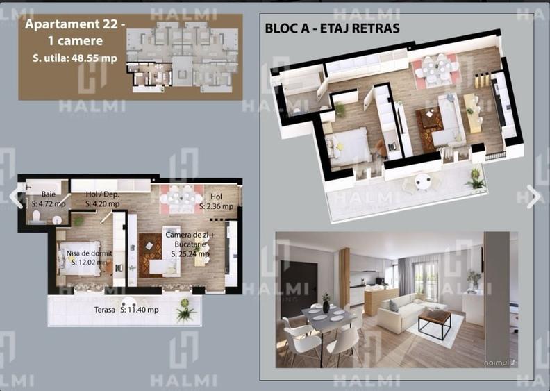 Apartament cu 3 camere în Careiului