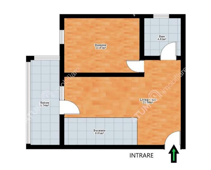 Apartament cu 2 camere semidecomandat, mobilat în Exterior Sud