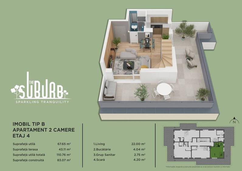Apartament cu 2 camere decomandat în Nord