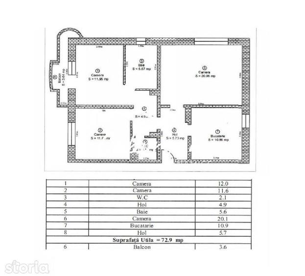 Apartament cu 3 camere decomandat, mobilat în Terezian