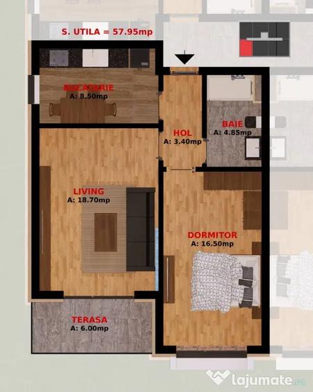 Apartament cu 2 camere decomandat în Dobroești