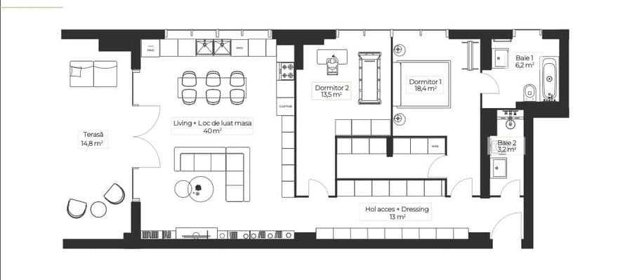 Apartament cu 3 camere decomandat, mobilat în Floreasca