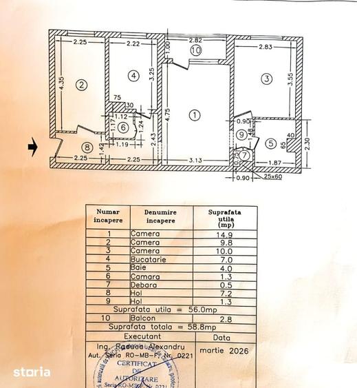 Apartament cu 3 camere semidecomandat, mobilat în Central