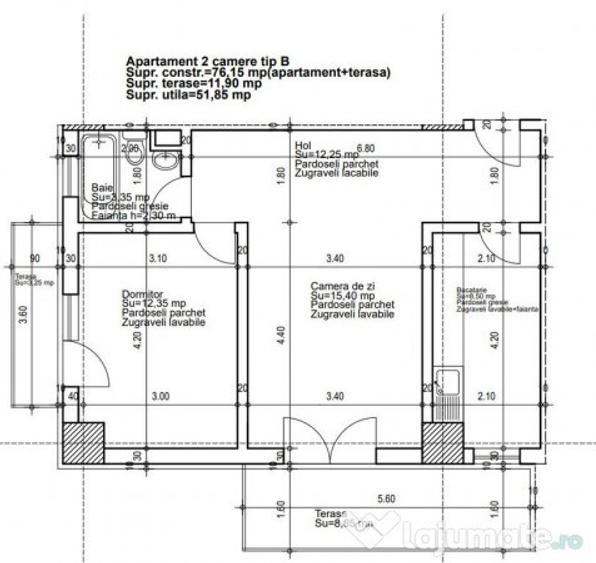 Apartament cu 2 camere decomandat în Abator