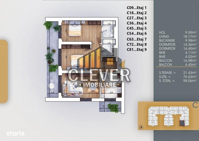 Apartament 3 camere Finalizat, Incalzire Pardoseala | Metrou la 700m - 3