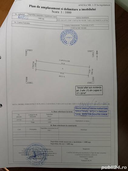 Teren de 1400 mp, în Costache Negri