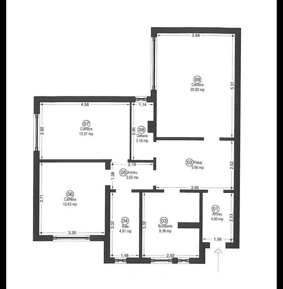 Apartament cu 3 camere decomandat în Ultracentral