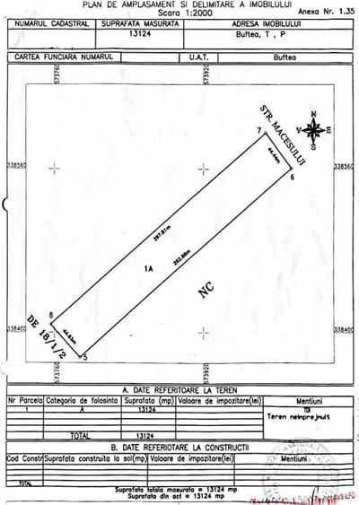 Teren Construcții intravilan de 13124 mp, în Buftea