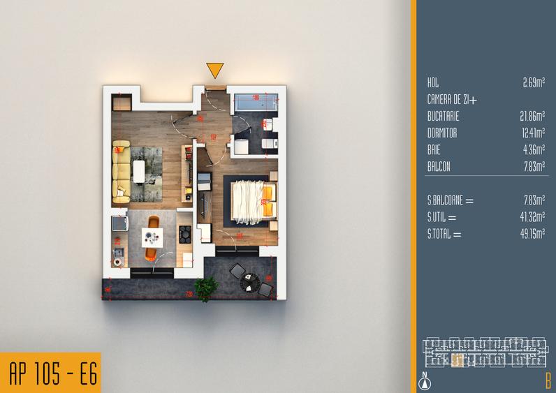 Apartament cu 2 camere decomandat în Liviu Rebreanu