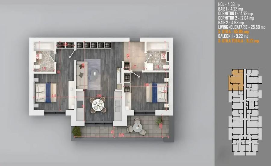 Apartament cu 3 camere decomandat în Theodor Pallady