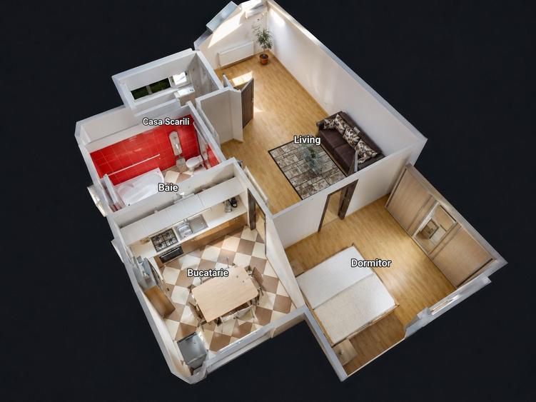 Apartament cu 2 camere nedecomandat, mobilat în Moșnița Nouă