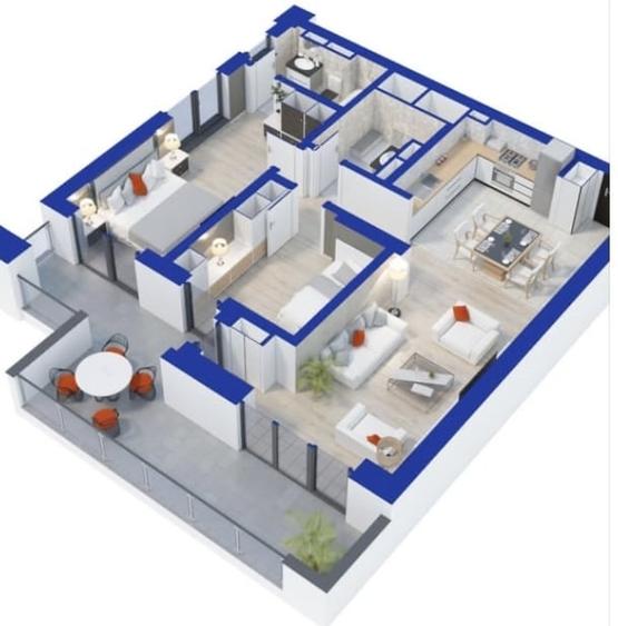 Apartament cu 3 camere decomandat, mobilat în Sisești