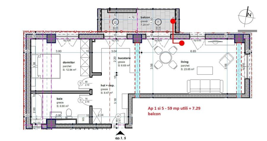 Apartament cu 4 camere decomandat în Șagului