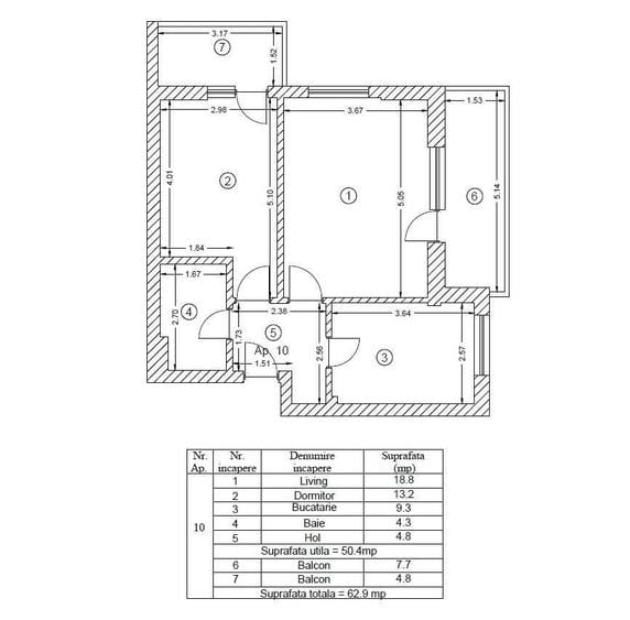 Apartament cu 2 camere decomandat în Central