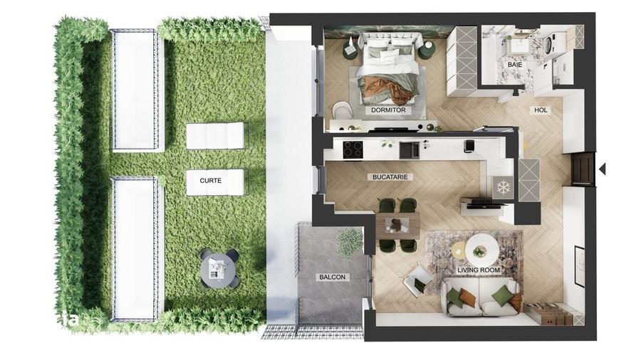 Apartament cu 2 camere în Vest
