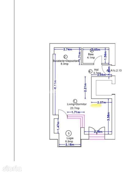 Studio dublu de vanzare, etaj 3/4, 133.000 euro - 2