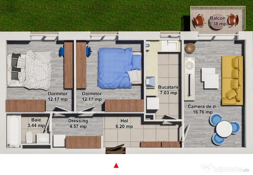 Apartament cu 3 camere decomandat în Ștefăneștii de Jos