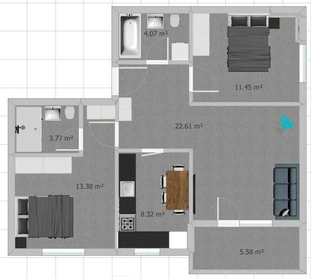 Apartament cu 3 camere decomandat în Central
