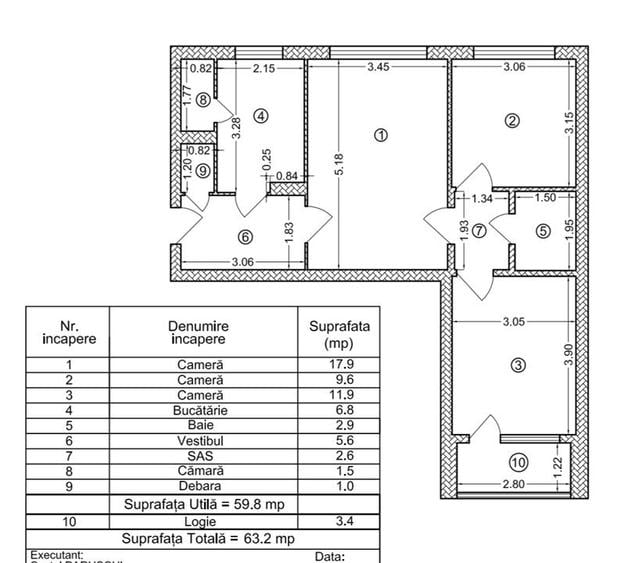 Apartament cu 3 camere semidecomandat în Berceni