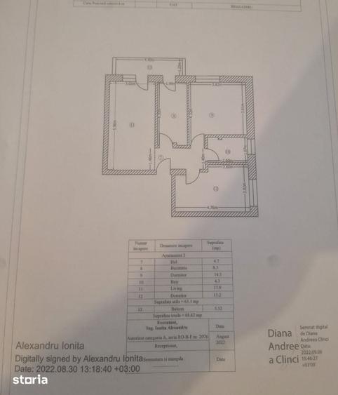 Apartament cu 3 camere decomandat în Central