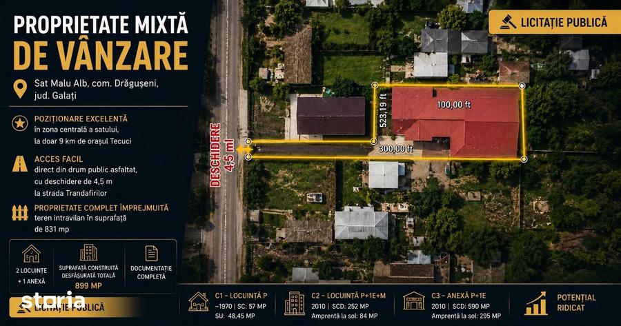 Casă cu 6 camere cu Teren 831 Mp în Drăgănești