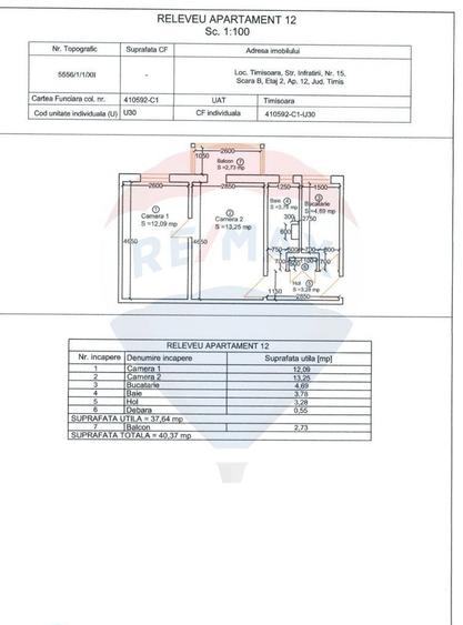 Apartament 2 camere de vanzare | Etaj 2 | 40mp utili - 4