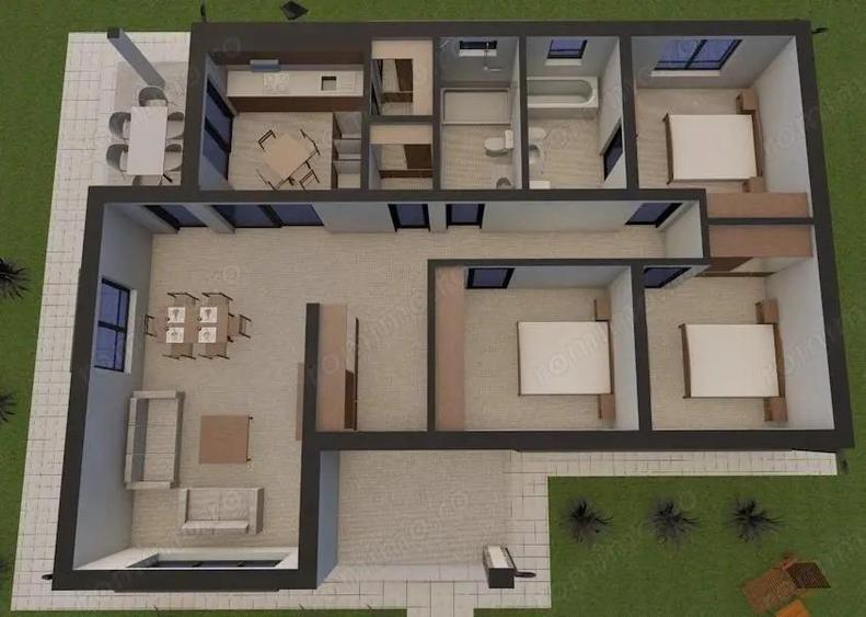 Casa moderna parter, zona excelenta 3 camere, terasa, teren 6 arii - 3