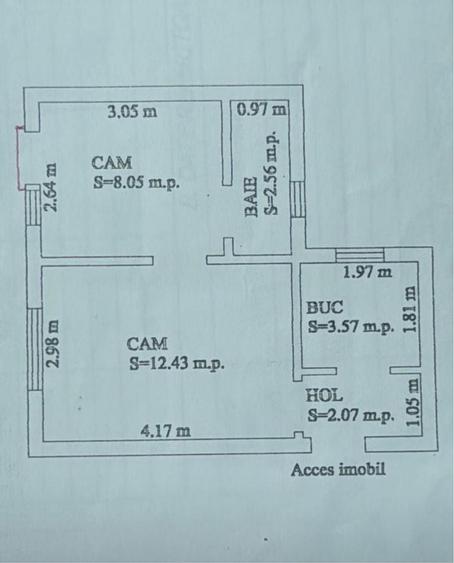 Apartament cu 2 camere în Palazu Mare