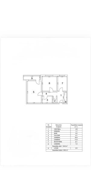 Apartament 2 camere, balcon, Cranga?i, 54mp - 1