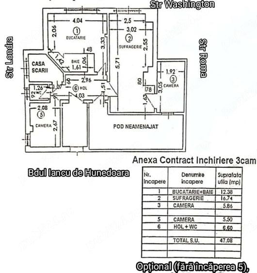 Apartament cu 2 camere semidecomandat în Capitale