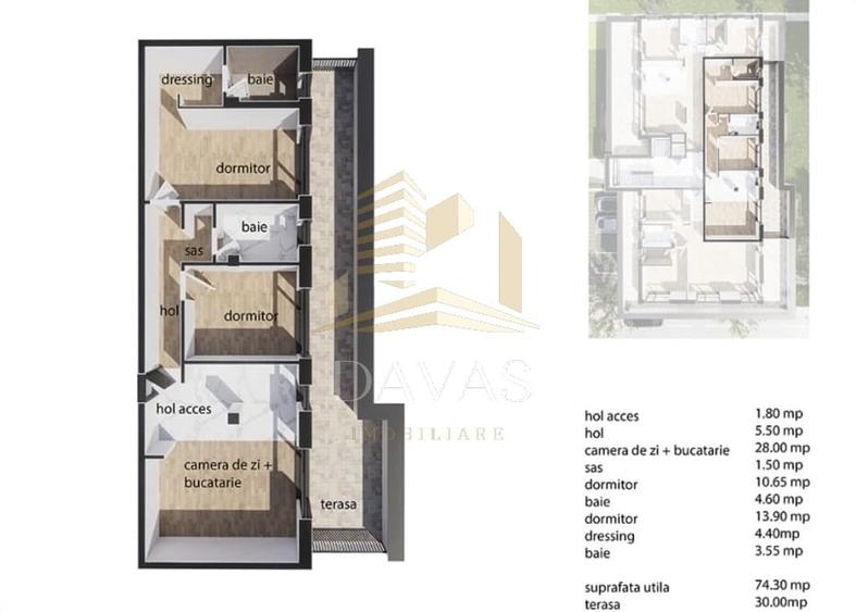 Penthouse de 3 camere semidecomandat - Parcare | Baciu - 2