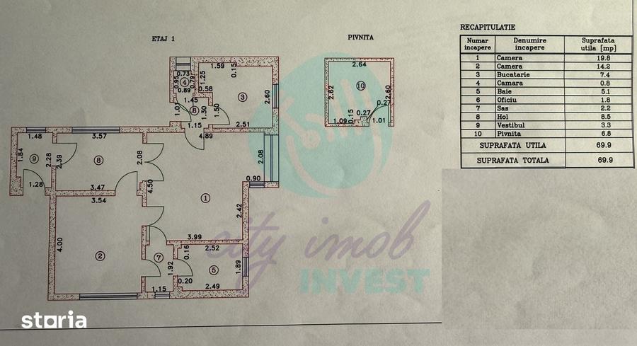 Apartament cu 2 camere în Moșilor