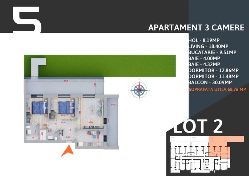 3 camere decomandat/gradina Pallady - 6