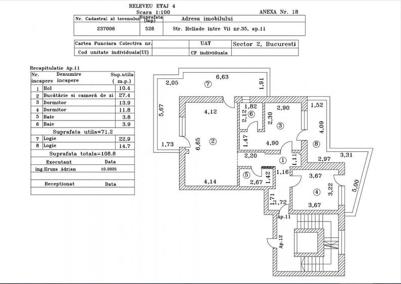 Apartament 3 camere, 110 MP, 2 BAI, 0% Comision - H35 - 12