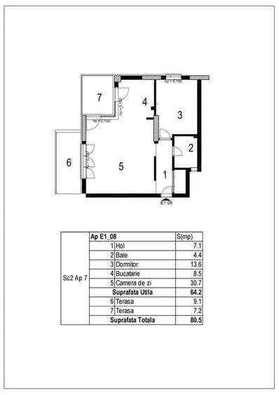Apartament cu 2 camere în Central