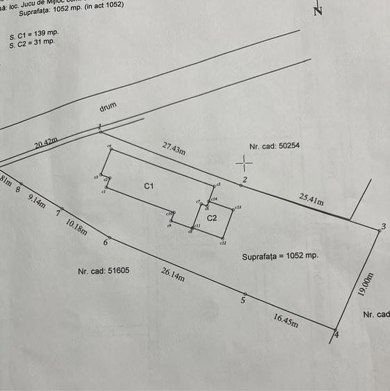 Vand casa+teren cu AC+ drum servitute-1737 mp - 1