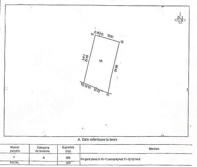 Valul lui Traian - teren intravilan 309 mp 13 m deschidere - 2