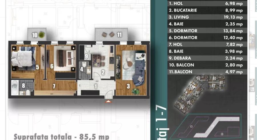 3 camere decomandat spatios parc - 4