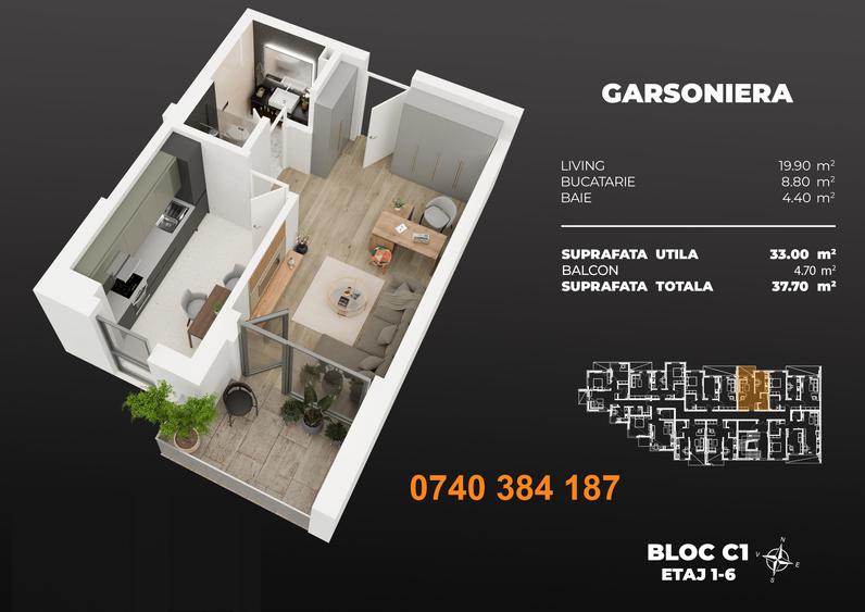 Garsoniera moderna la 4 minute de metrou M2 - Berceni - 3