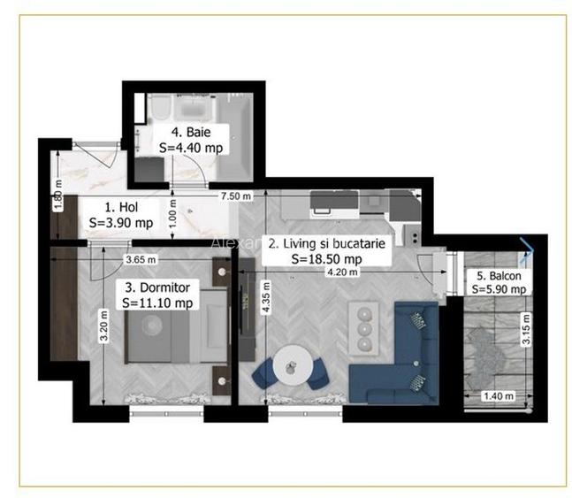 Apartament cu 2 camere decomandat în Măgurele Apartament cu 2 camere decomandat în Măgurele