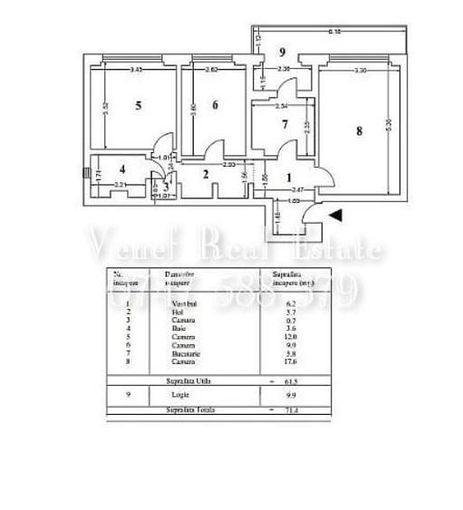 3 Camere 71 mp etaj 6 Delfinului Pantelimon Ambianta 0% Comision cumpărător - 10