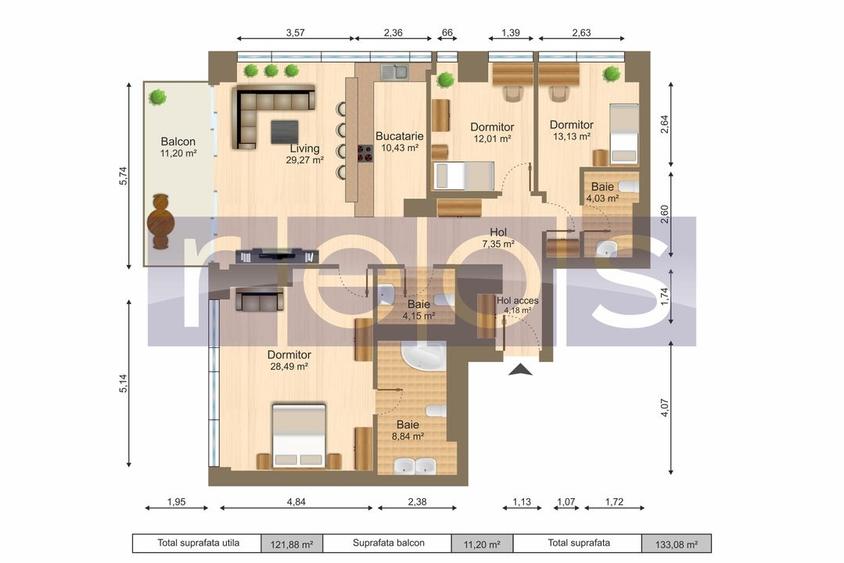 INCHIRIERE 3 CAMERE | ONE ELIADE | MOBILAT SI UTILAT LUX | VEDERE LAC - 18