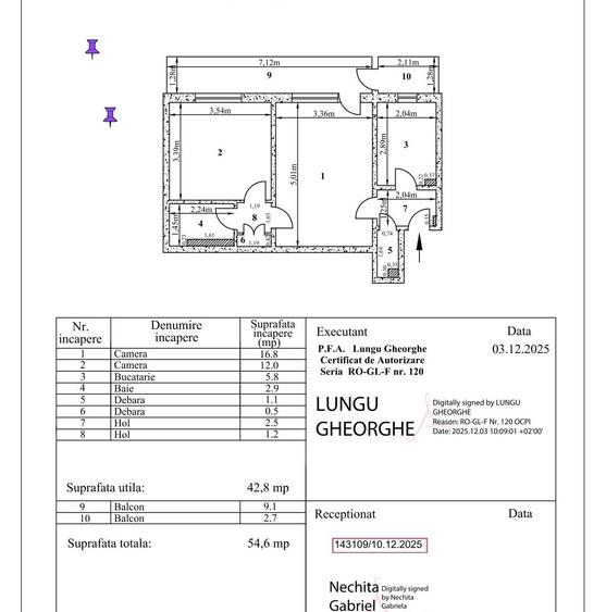 Apartament 2 Camere | 55 mp | Zona Țiglina 2 (M-uri)| Centrală Termică - 10