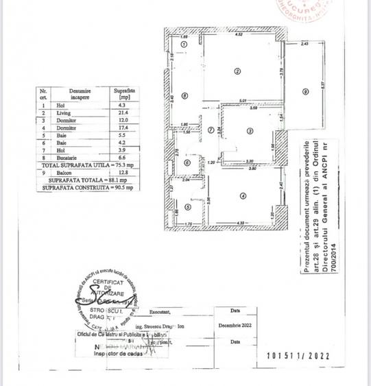 Apartament cu 3 camere decomandat, mobilat în Barbu Văcărescu
