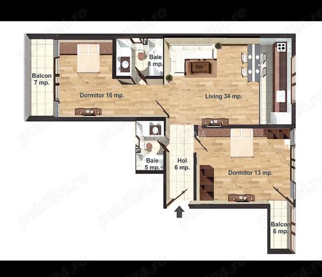 Apartament 3 camere Chiajna loc de parcare inclus