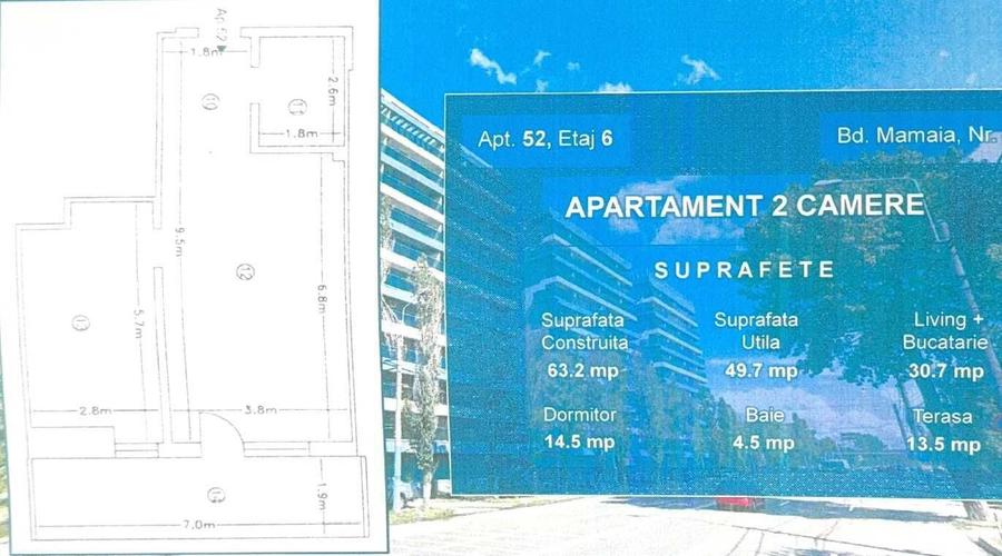 OCAZIE Multiple Apartamente 2 si 3 camere. Bdul Mamaia. Bloc nou. Pret negociabil 1900eur+TVA/mp. Construite la alb. Toate utilitatile disponibile - 4
