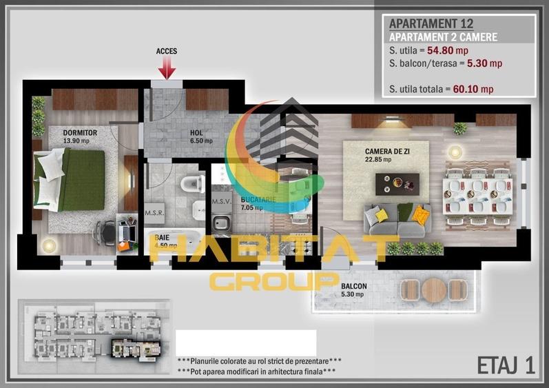 Pallady 2 camere decomandat 60 mp bloc tip Boutique - 2