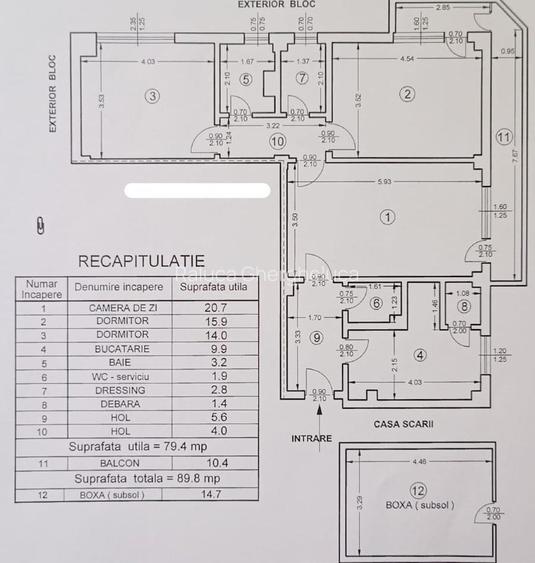 Apartament cu 3 camere, 2 balcoane, 2 bai, boxa subsol -90 mp- Central Apartament cu 3 camere, 2 balcoane, 2 bai, boxa subsol -90 mp- Central