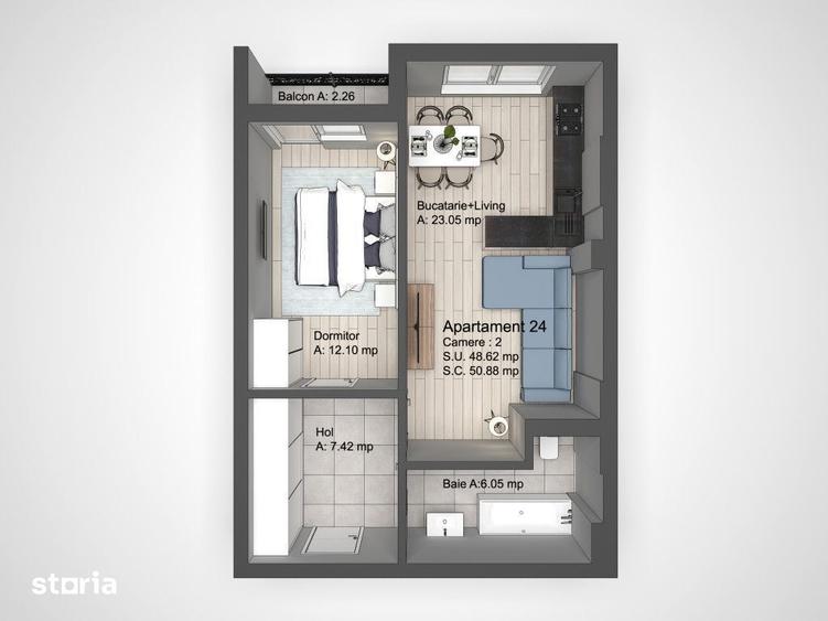 Apartament cu 2 camere în Copou